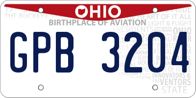 OH license plate GPB3204