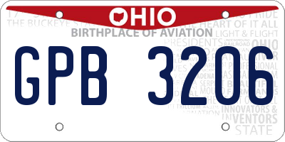 OH license plate GPB3206