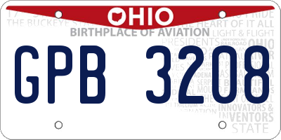 OH license plate GPB3208