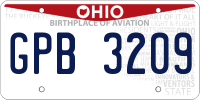 OH license plate GPB3209