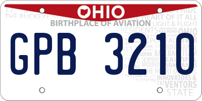OH license plate GPB3210