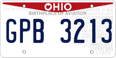 OH license plate GPB3213