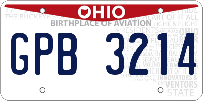 OH license plate GPB3214