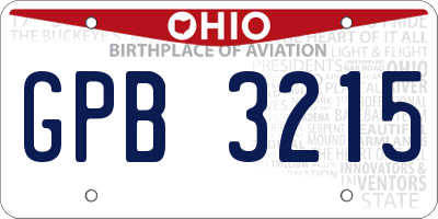 OH license plate GPB3215