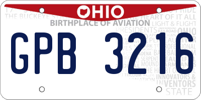 OH license plate GPB3216