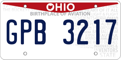OH license plate GPB3217