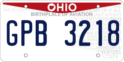 OH license plate GPB3218