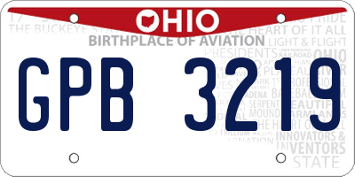 OH license plate GPB3219