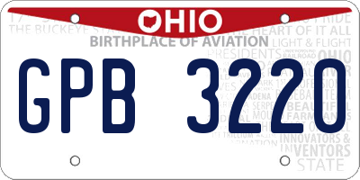 OH license plate GPB3220