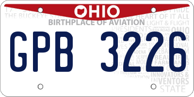OH license plate GPB3226