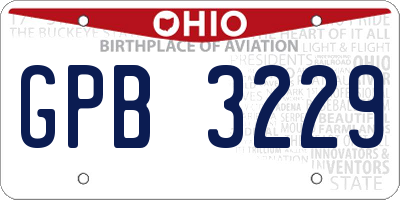 OH license plate GPB3229
