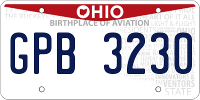 OH license plate GPB3230
