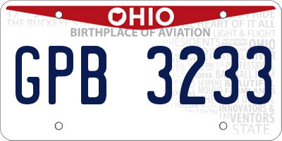 OH license plate GPB3233