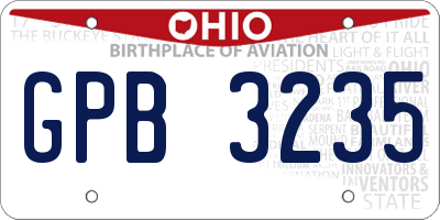 OH license plate GPB3235