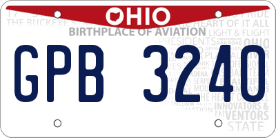 OH license plate GPB3240