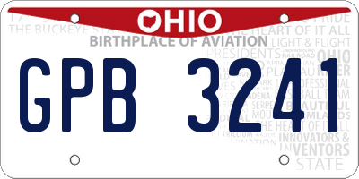 OH license plate GPB3241