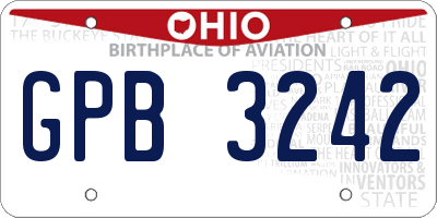 OH license plate GPB3242