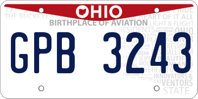 OH license plate GPB3243