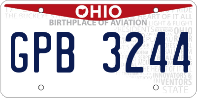 OH license plate GPB3244