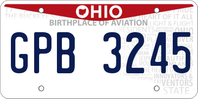 OH license plate GPB3245