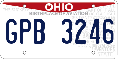 OH license plate GPB3246