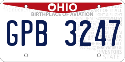OH license plate GPB3247