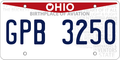 OH license plate GPB3250
