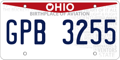 OH license plate GPB3255