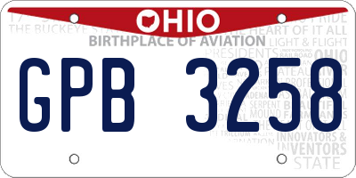 OH license plate GPB3258