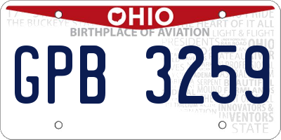 OH license plate GPB3259