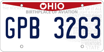 OH license plate GPB3263