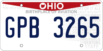OH license plate GPB3265