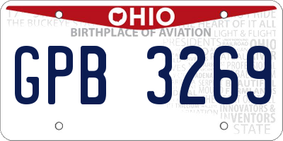 OH license plate GPB3269