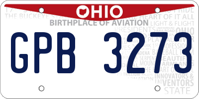 OH license plate GPB3273