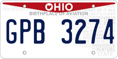 OH license plate GPB3274