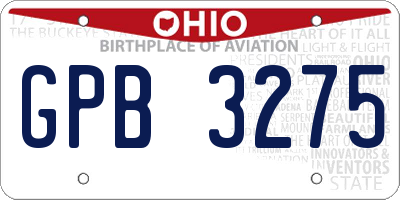 OH license plate GPB3275