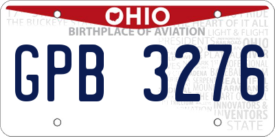 OH license plate GPB3276