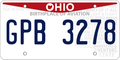OH license plate GPB3278