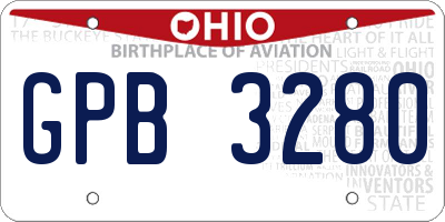 OH license plate GPB3280