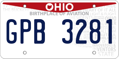 OH license plate GPB3281