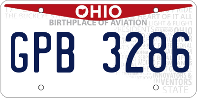 OH license plate GPB3286