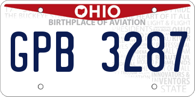 OH license plate GPB3287