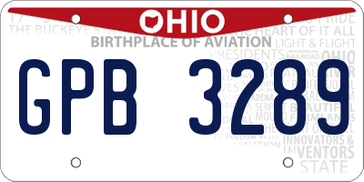 OH license plate GPB3289