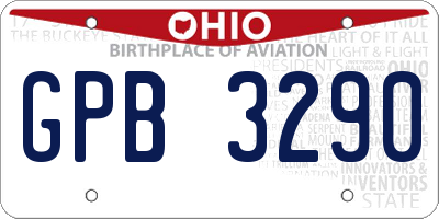 OH license plate GPB3290