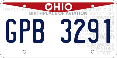 OH license plate GPB3291