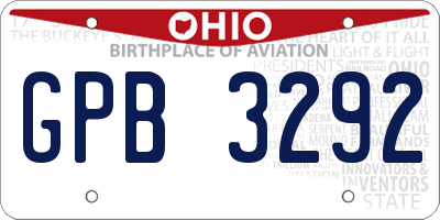 OH license plate GPB3292