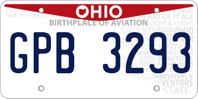 OH license plate GPB3293
