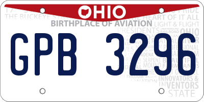 OH license plate GPB3296