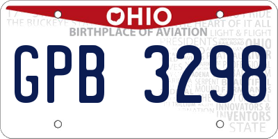 OH license plate GPB3298