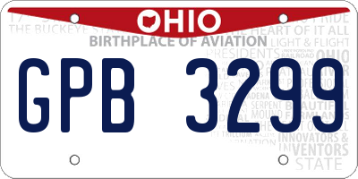 OH license plate GPB3299